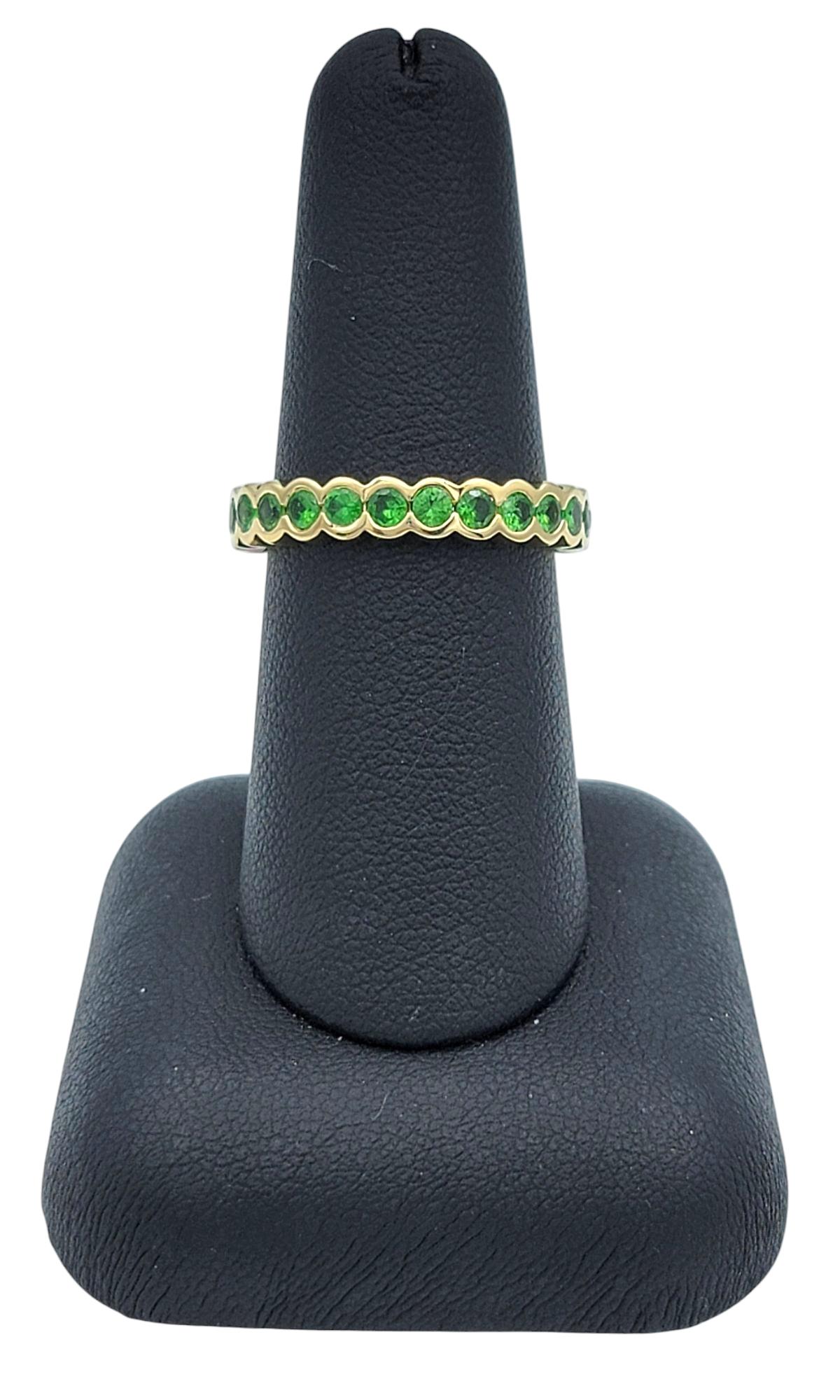 Sonia B. Bezel Set Tsavorite Semi-Eternity Band Ring in 14 Karat Yellow Gold For Sale 3