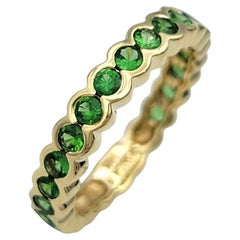 Sonia B. Bezel Set Tsavorite Semi-Eternity Band Ring in 14 Karat Yellow Gold
