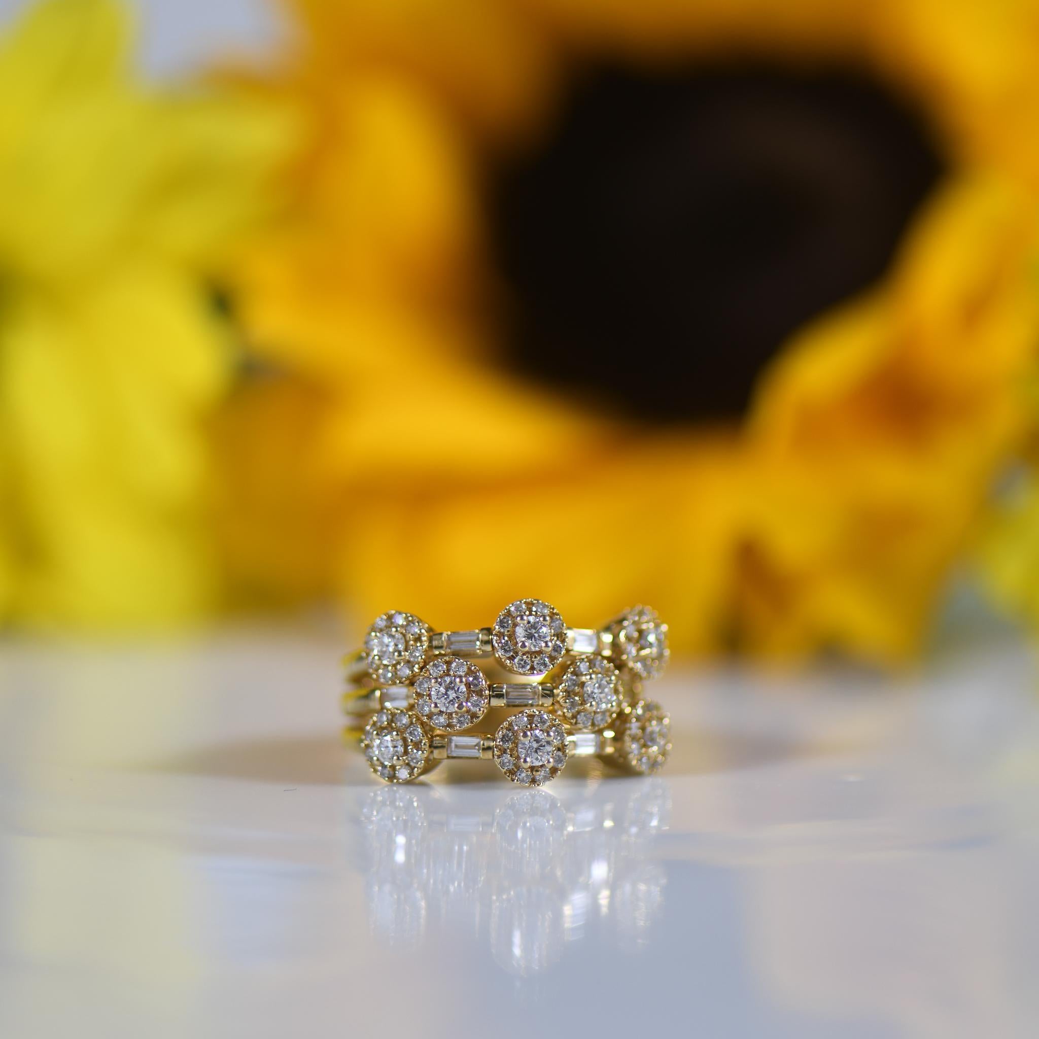 Sonia B Branded Diamant Fidget Ring 14K Gold gestapelter Ring im Angebot 1