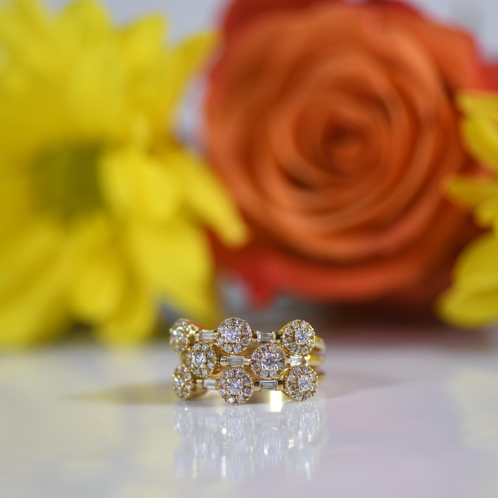 Sonia B Branded Diamant Fidget Ring 14K Gold gestapelter Ring im Angebot 3