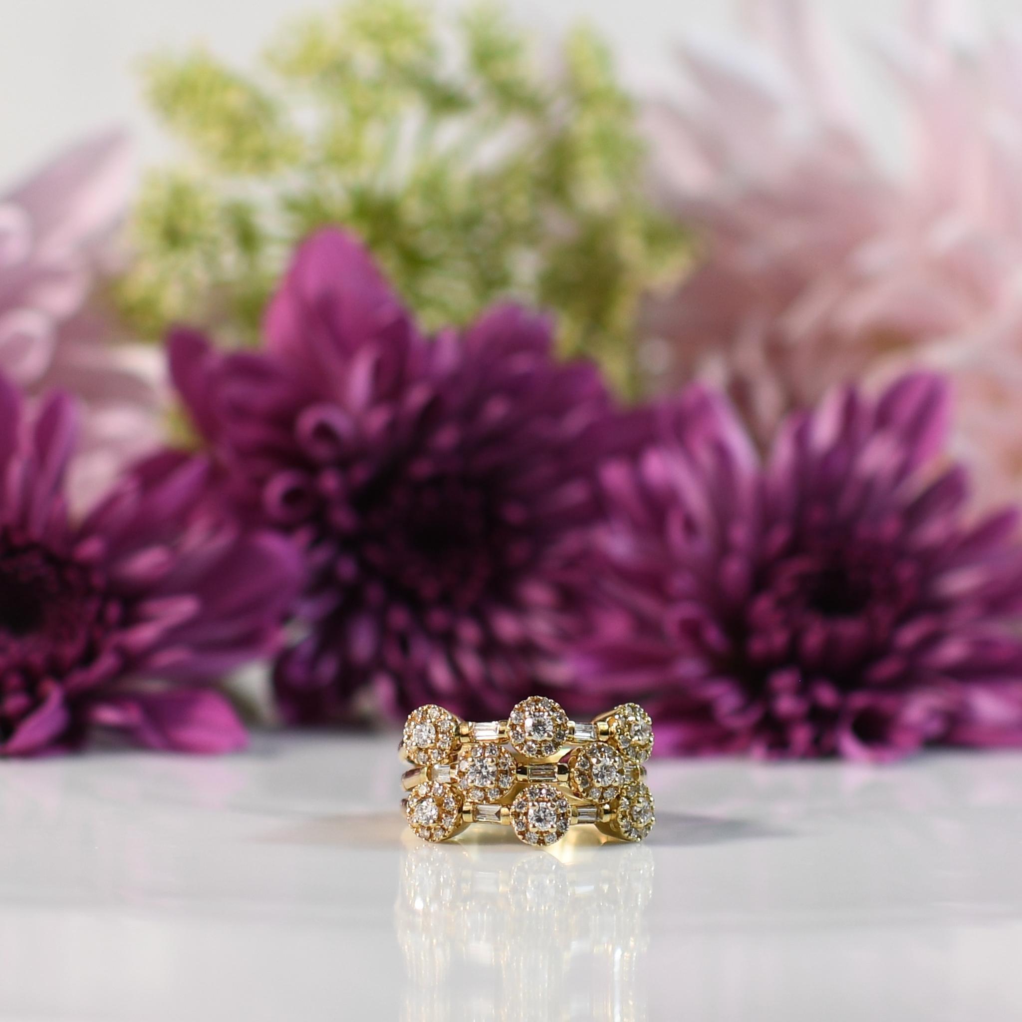 Sonia B Branded Diamant Fidget Ring 14K Gold gestapelter Ring im Angebot 4