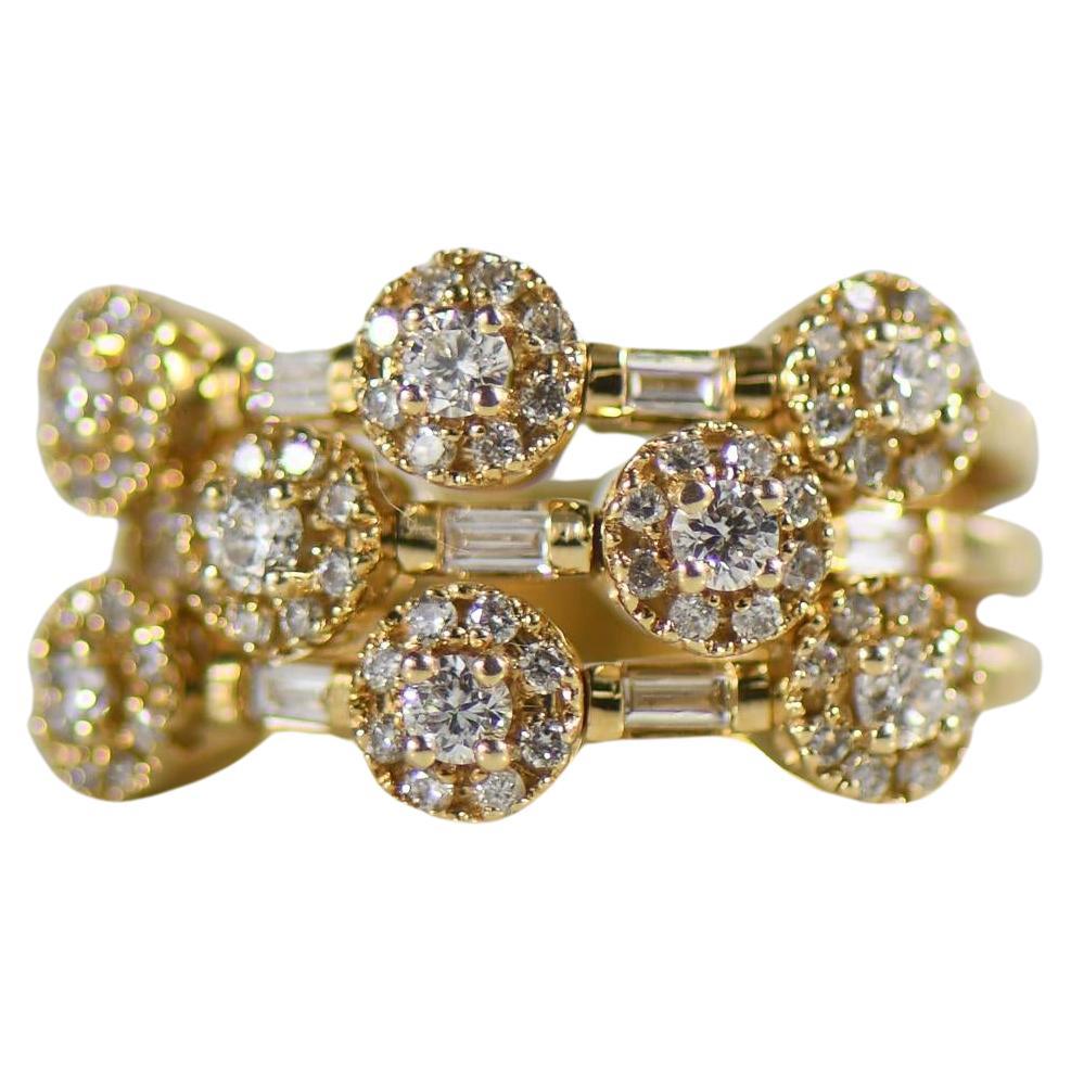 Sonia B Branded Diamond Fidget Ring 14K Gold Stacked Band For Sale