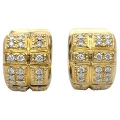 Sonia B. Chunky Huggie Hoop Earrings with Diamonds in 14 Karat Yellow Gold