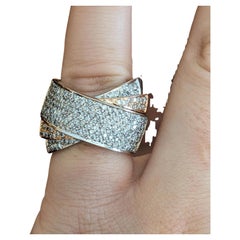 Sonia B Criss-Cross Diamond Wide Band Ring in 14k White & Rose Gold