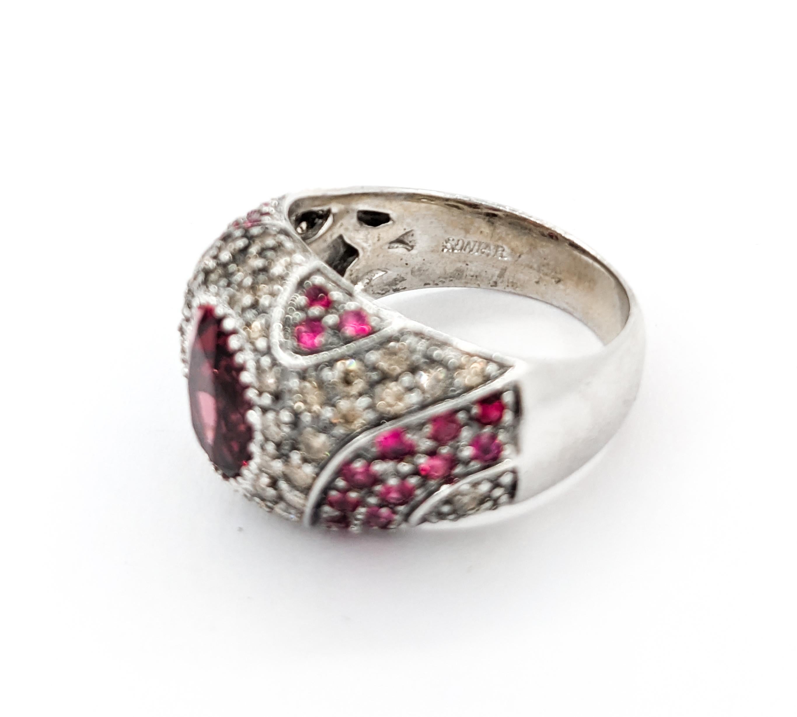 Sonia B. Design 2,00ctw Rosa Turmalin, roter Spinell & Champagner Diamantring im Angebot 4