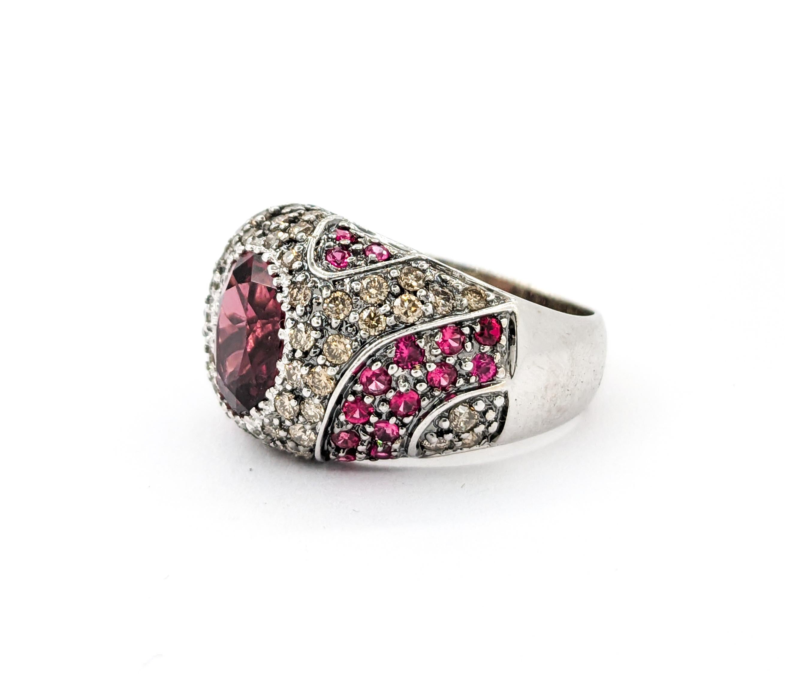 Sonia B. Design 2,00ctw Rosa Turmalin, roter Spinell & Champagner Diamantring im Angebot 5