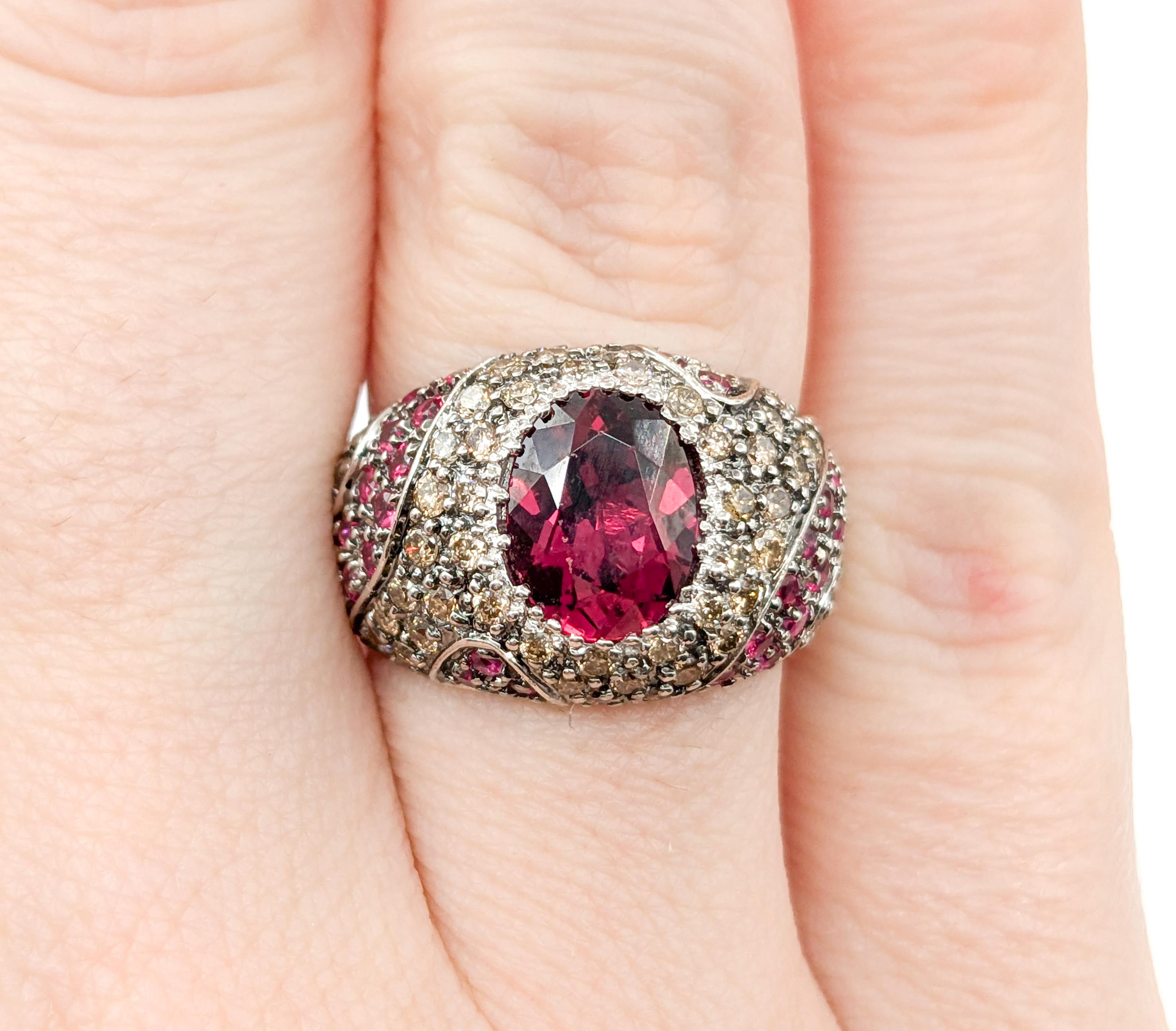 Sonia B. Design 2,00ctw Rosa Turmalin, roter Spinell & Champagner Diamantring im Zustand „Hervorragend“ im Angebot in Bloomington, MN