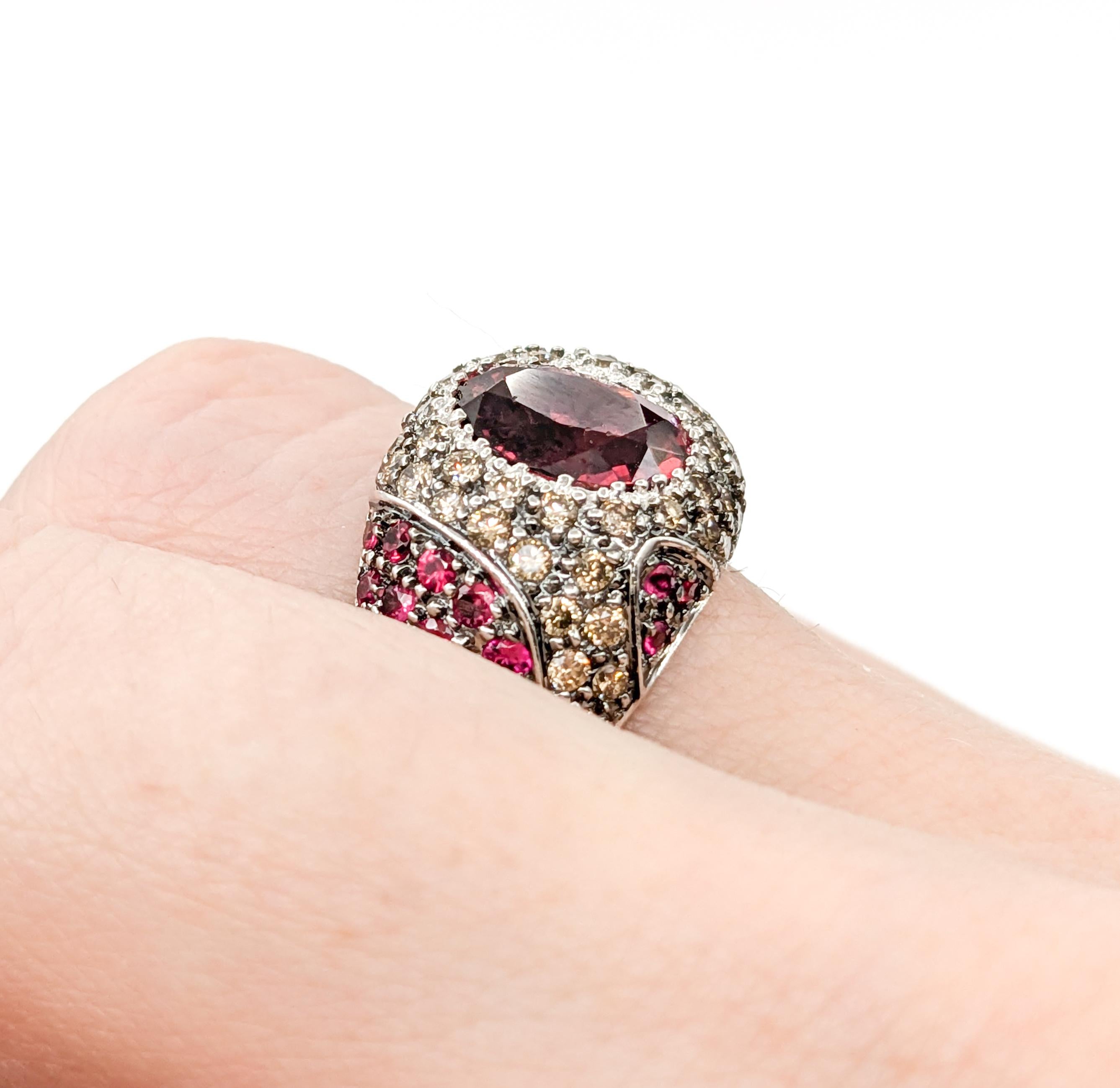 Sonia B. Design 2,00ctw Rosa Turmalin, roter Spinell & Champagner Diamantring Damen im Angebot