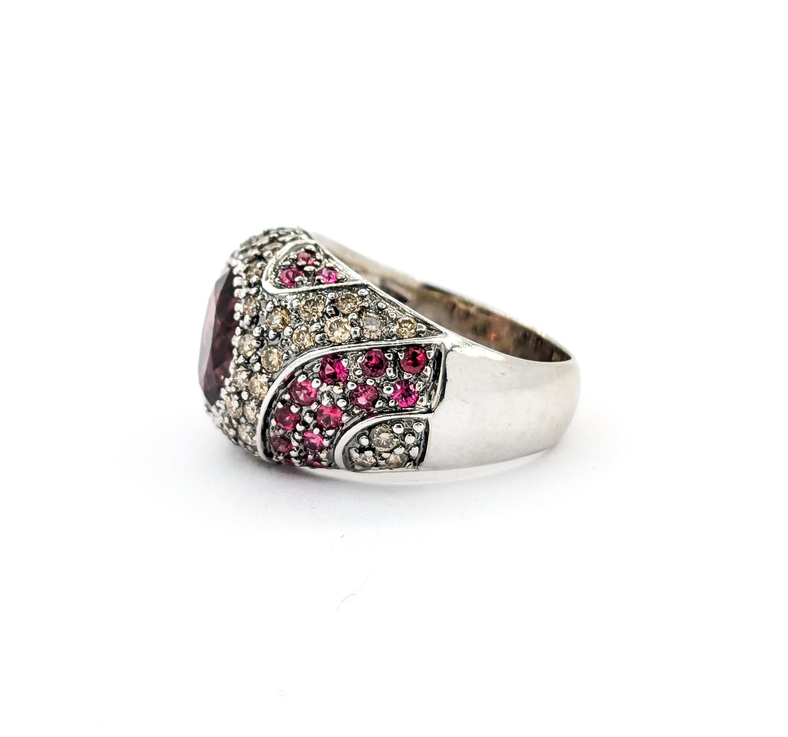 Sonia B. Design 2,00ctw Rosa Turmalin, roter Spinell & Champagner Diamantring im Angebot 1
