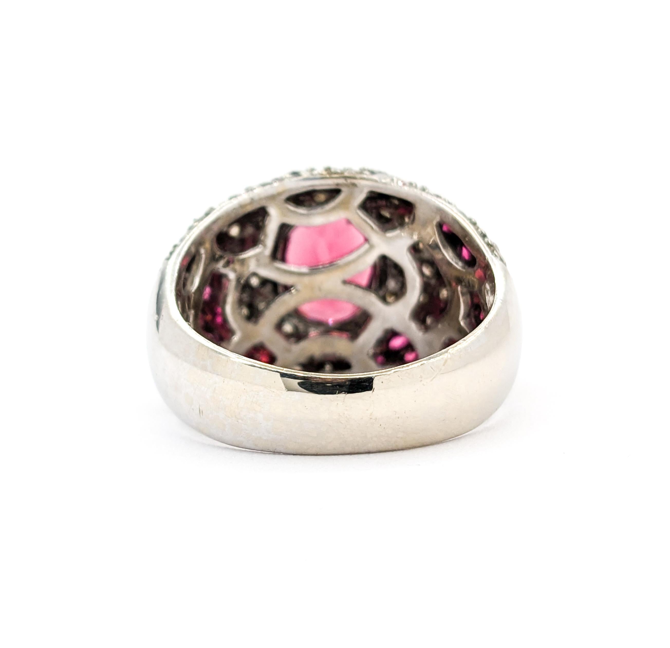 Sonia B. Design 2,00ctw Rosa Turmalin, roter Spinell & Champagner Diamantring im Angebot 3