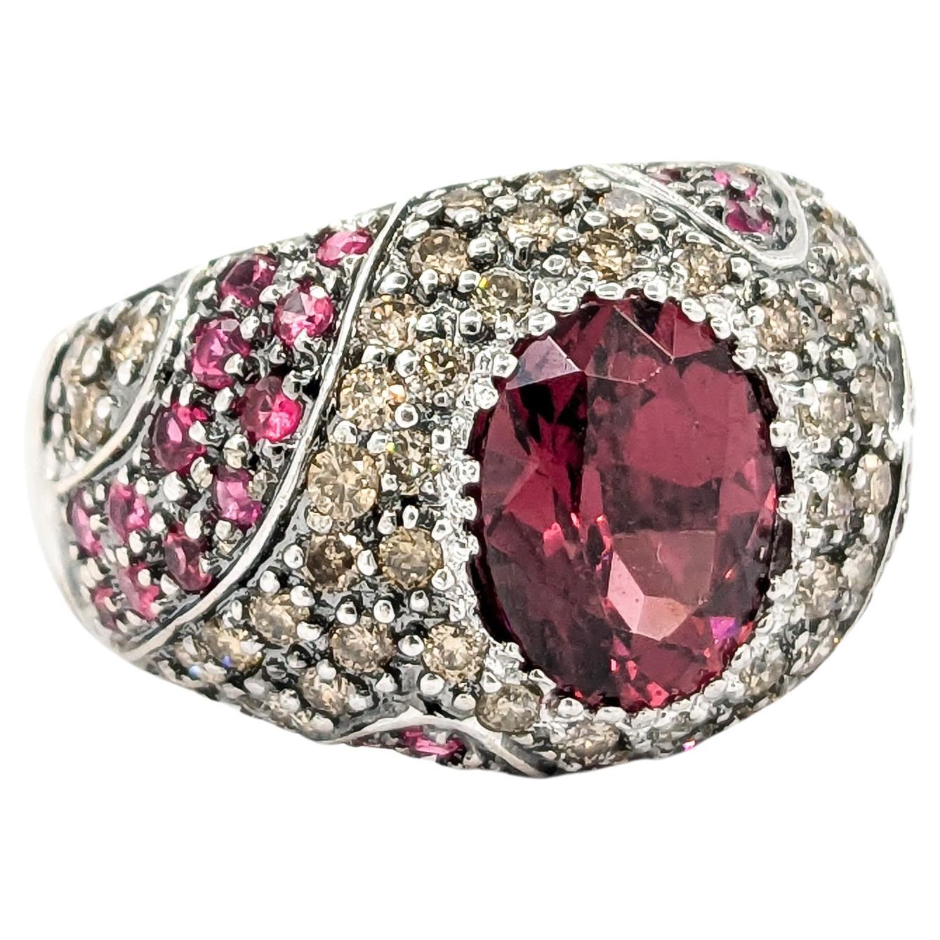 Sonia B. Design 2,00ctw Rosa Turmalin, roter Spinell & Champagner Diamantring im Angebot