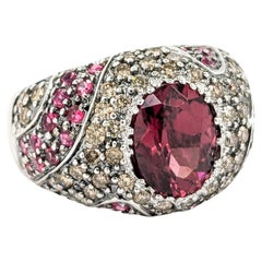 Sonia B. Design 2.00ctw Pink Tourmaline, Red Spinel & Champagne Diamond Ring