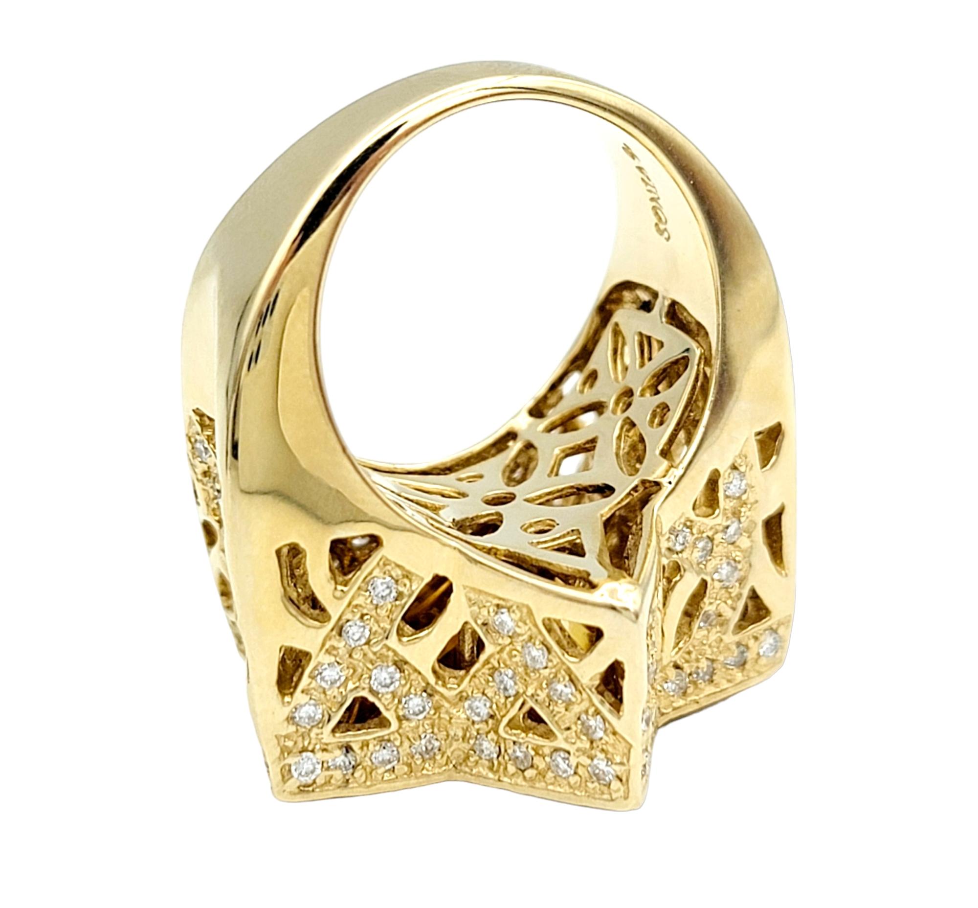 Sonia B. Designs 8,00 Karat Citrin und Diamant Chunky Gold Star Cocktail-Ring mit Sternmuster  im Zustand „Gut“ im Angebot in Scottsdale, AZ