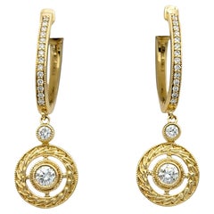 Sonia B. Designs Ornate Style Diamant-Ohrringe mit Creolen aus 14 Karat Gelbgold