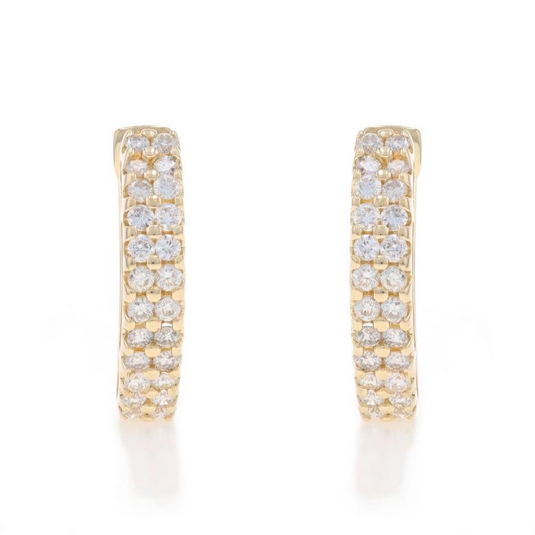 Sonia B Diamond Hoop Earrings - Gelbgold 14k Runde Brillant 1,00ctw durchbohrt (Rundschliff) im Angebot