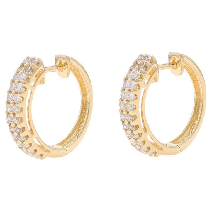 Sonia B Diamond Hoop Earrings - Gelbgold 14k Runde Brillant 1,00ctw durchbohrt im Angebot