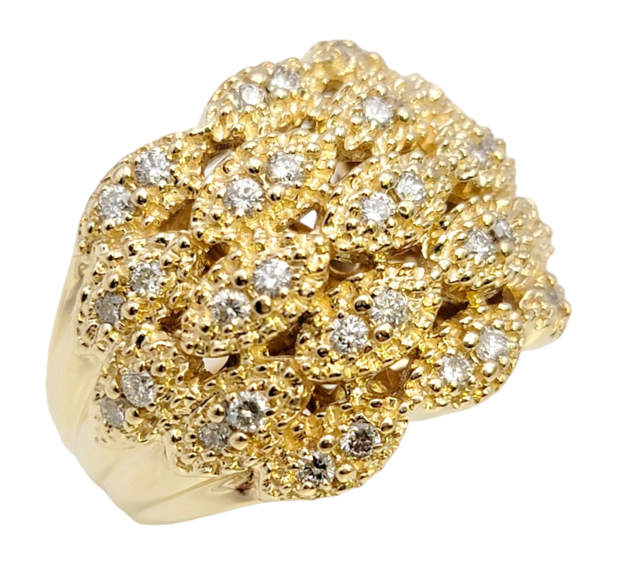 Ring size: 6.75

This beautifully textured diamond dome ring from Sonia B. Designs absolutely lights up the finger. The shimmering stones will fill your finger from end to end with sensational sparkle, making an incredible statement piece that you