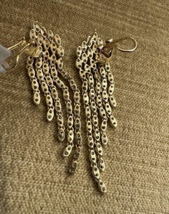 Sonia B Boucles d'oreilles goutte d'eau en or jaune 18 carats et diamants
