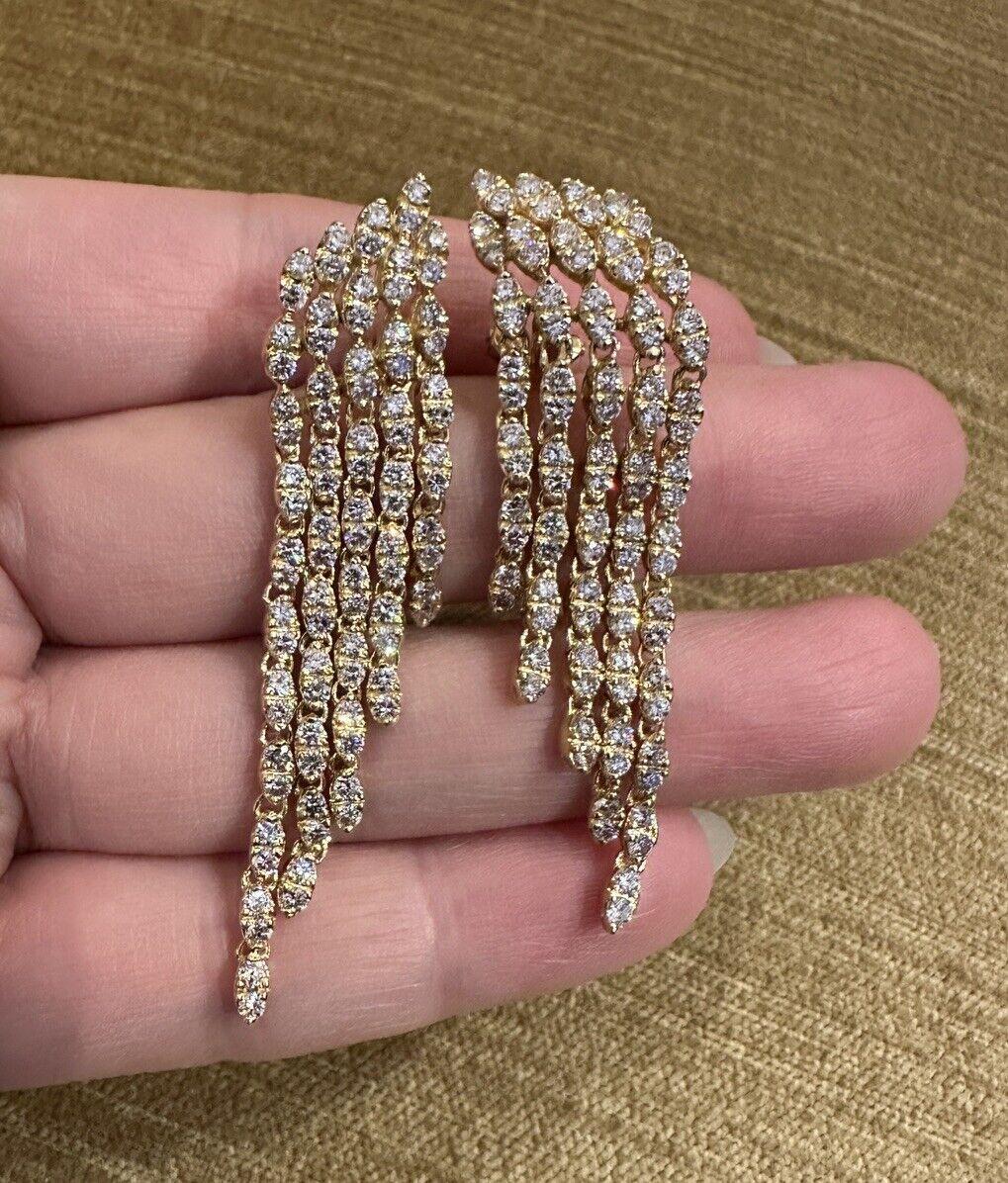 Women's Sonia B Diamond Waterfall Drop Earrings in 18k Yellow Gold For Sale