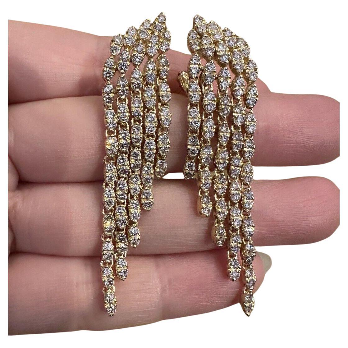 Sonia B Diamond Waterfall Drop Earrings in 18k Yellow Gold For Sale