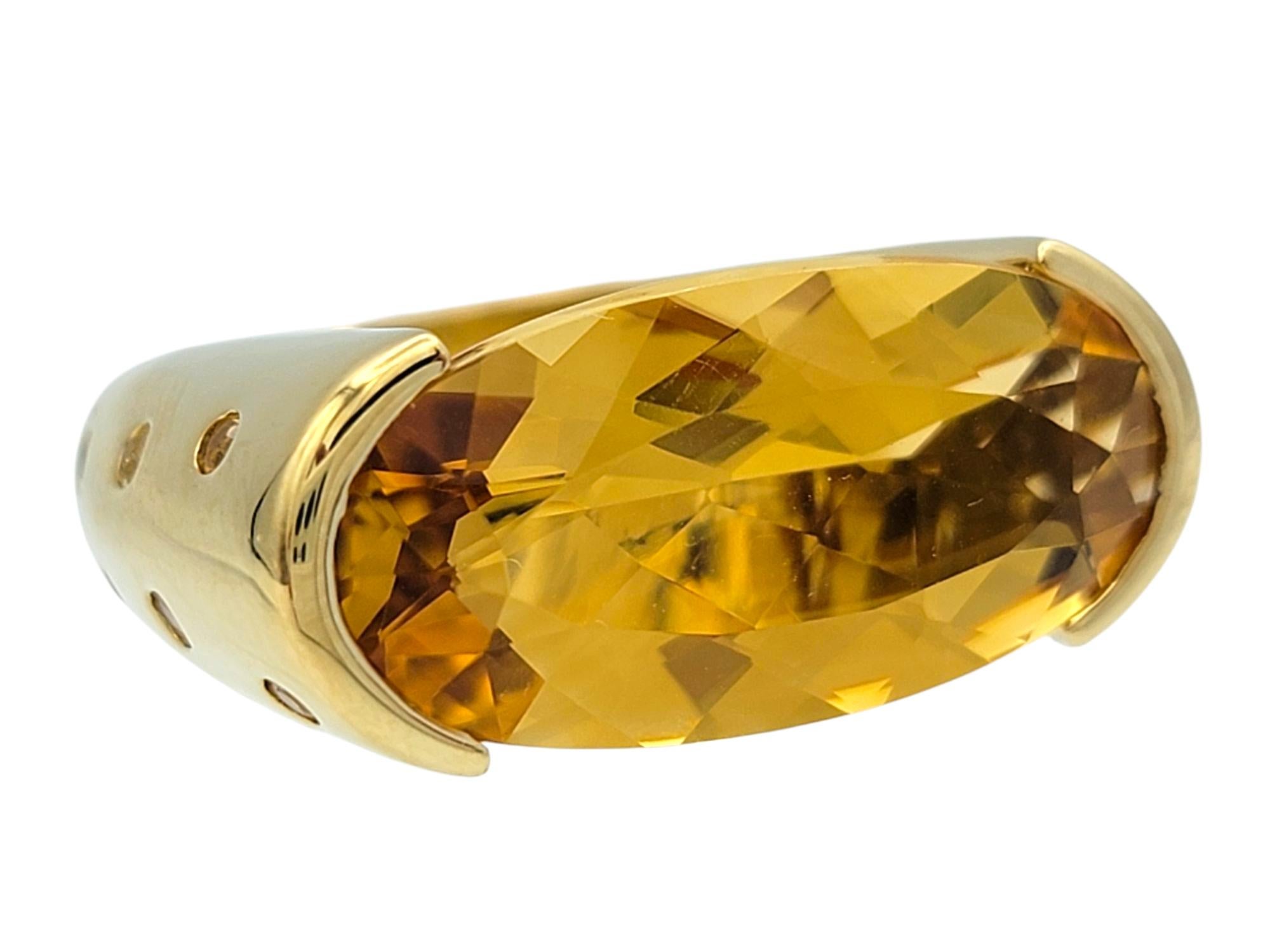 Donna Sonia B East West Set Anello Cocktail con Citrino e Zaffiri Gialli in Oro 18 Carati in vendita