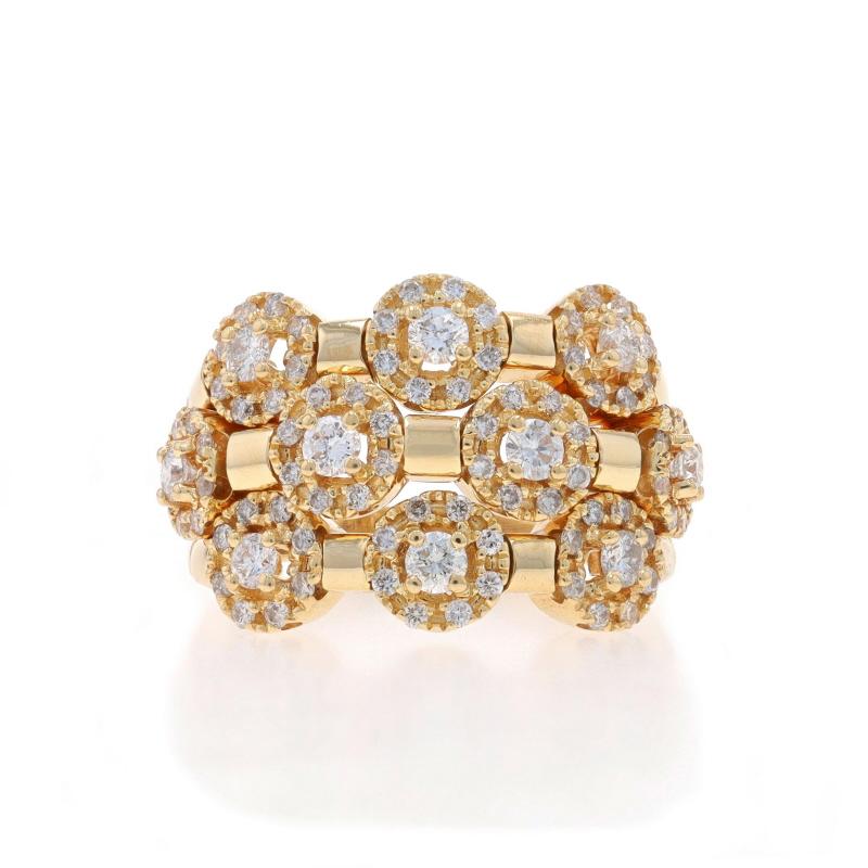 Retail Price: $2850

Size: 7
Sizing Fee: Up 1/2 a size for $40 or Down 1/2 a size for $30

Brand: Sonia B.
Collection: Flex

Metal Content: 14k Yellow Gold

Stone Information

Natural Diamonds
Carat(s): 1.25ctw
Cut: Round Brilliant
Color: F -