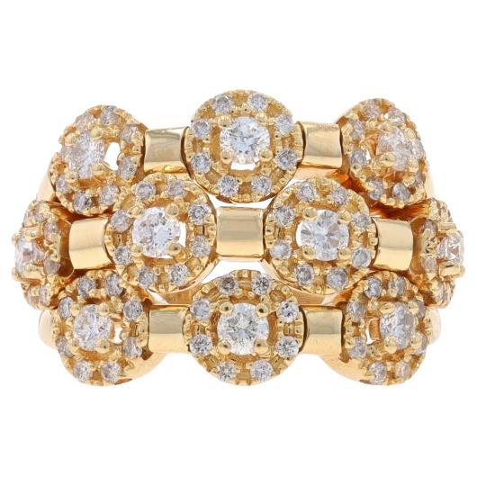 Sonia B. Anillo de cóctel con halo de diamantes en racimo Flex de oro amarillo de 14k 1,25 ctw6,5