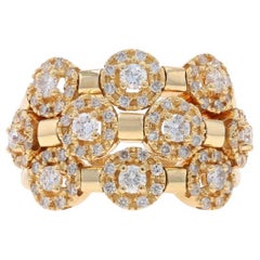 Sonia B. Flex Diamond Cluster Halo Cocktail Band Yellow Gold 14k 1.25ctw Ring6.5