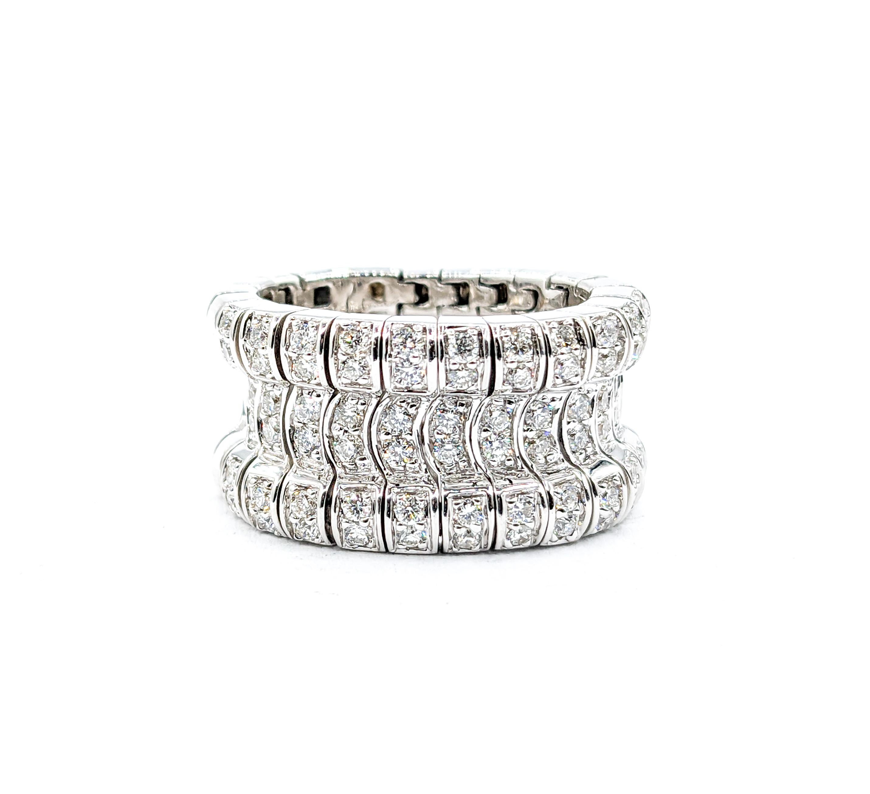 Sonia B Flex Diamond Ring In White Gold

Introducing the exquisite Sonia B Flex Ring, masterfully crafted in 14kt White Gold and adorned with 1.0ctw of Round Diamonds. These scintillating diamonds, boasting SI clarity and a near colorless white hue,