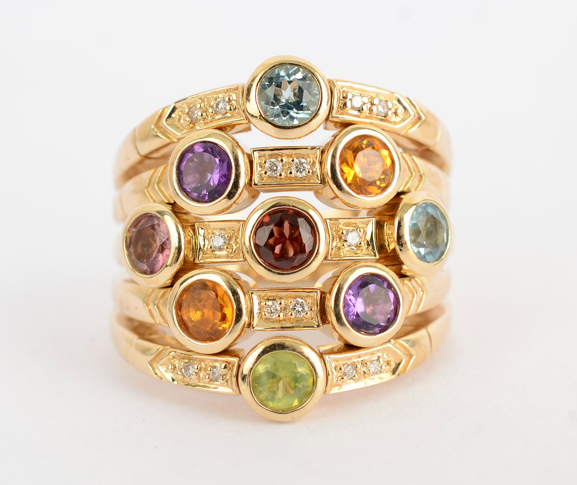 Sonia B Multiband Ring with Gemstones For Sale at 1stDibs