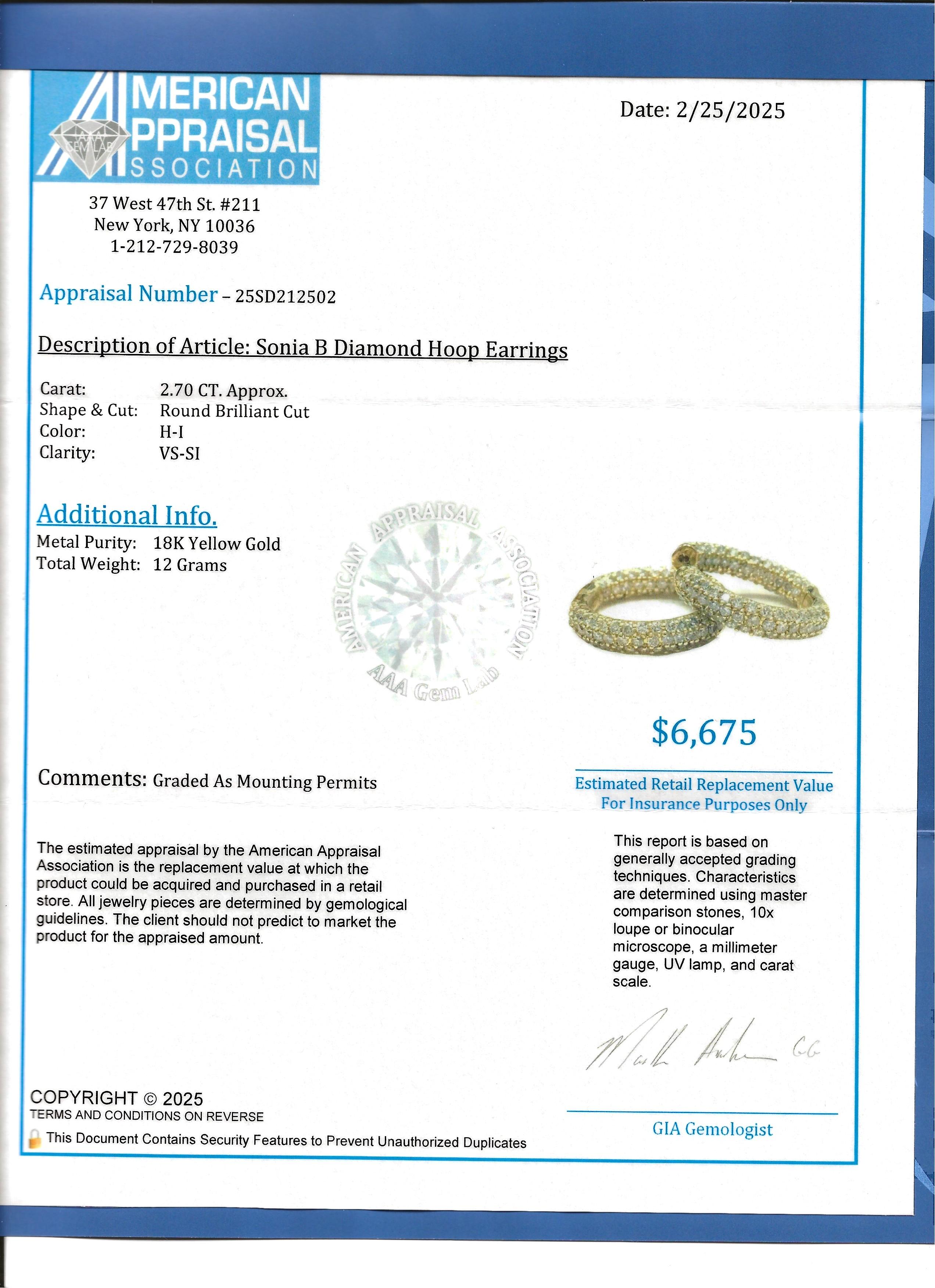 Sonia B. Creolen aus 18 Karat Gelbgold mit Pavé-Diamant innen und außen besetzt im Angebot 7