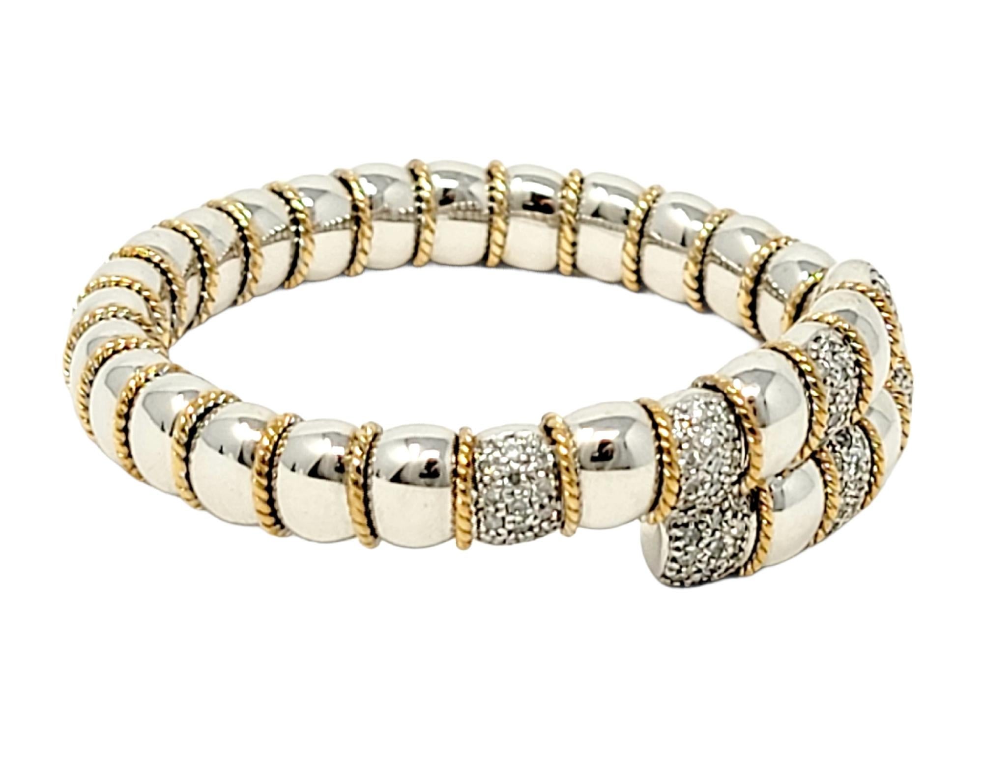 Beautiful diamond station bracelet by jewelry designer, Sonia B. Dressed up or down, this lovely and versatile piece is the perfect addition to your jewelry wardrobe. It features a single row of high polished 14 karat white gold sections, each