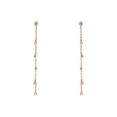 Sonia B Yellow Gold 0.75 Carat Round Diamond Drop/Dangle Earrings