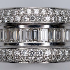 Sonia Bitton 1 Carat Diamond Baguette and Round Pave 18k White Gold Band Ring
