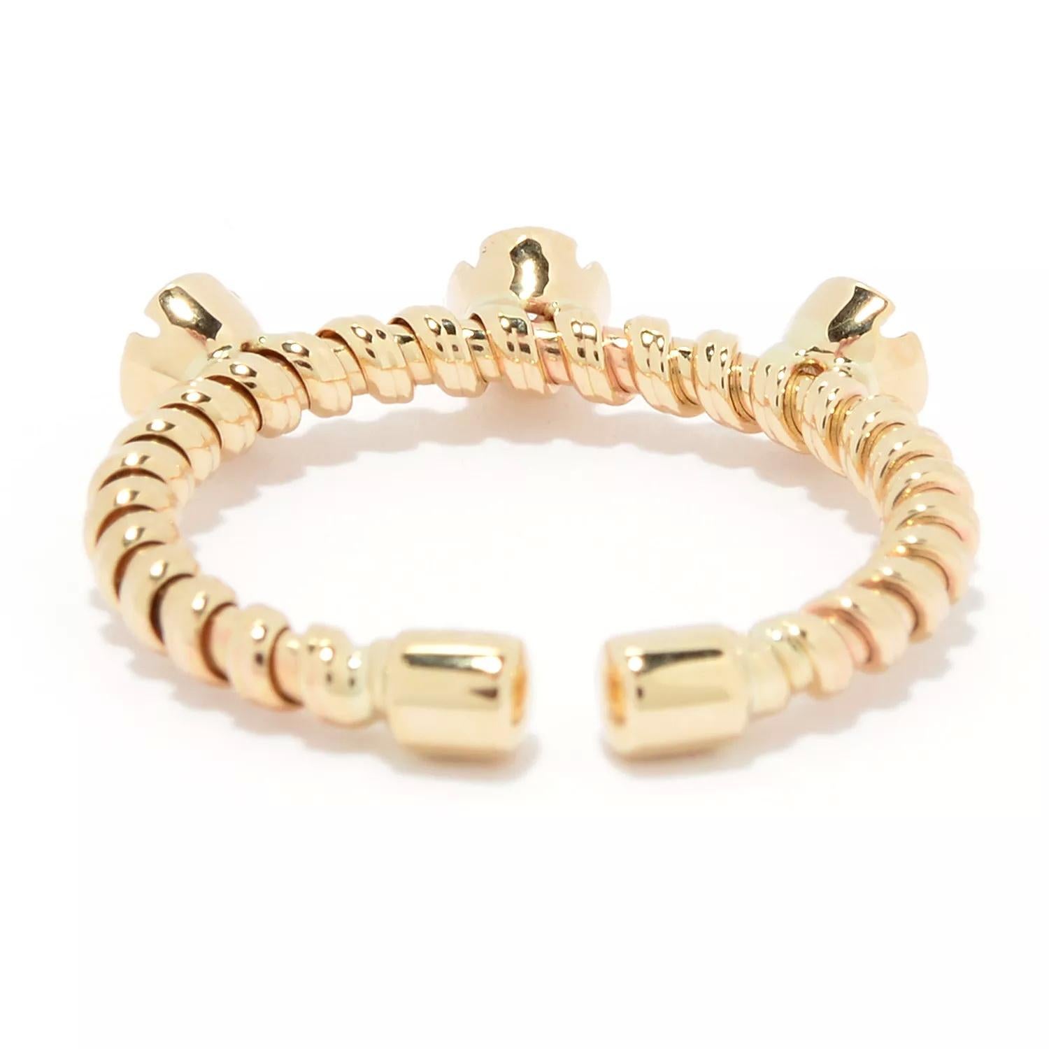 Contemporary Sonia Bitton 14K White gold 0.15ct diamond corkscrew cuff ring For Sale