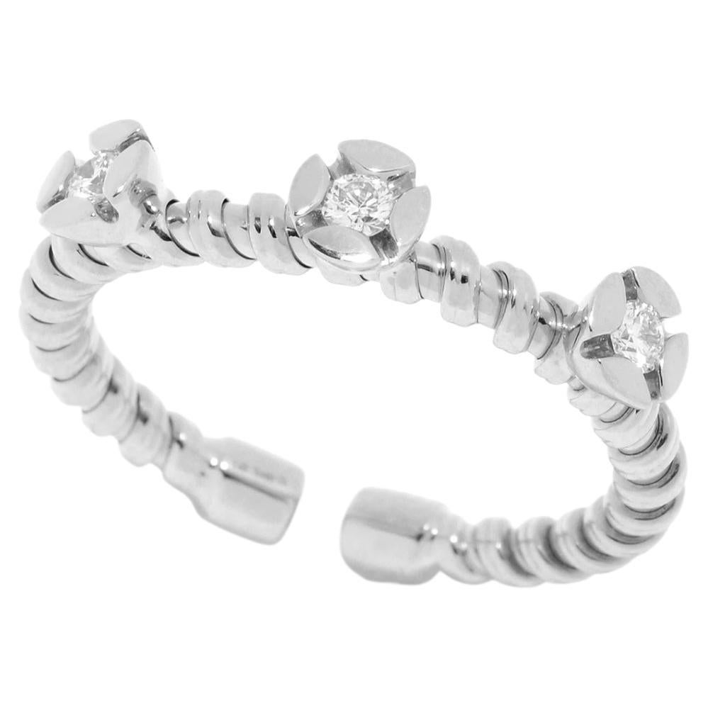 Sonia Bitton 14K White gold 0.15ct diamond corkscrew cuff ring For Sale