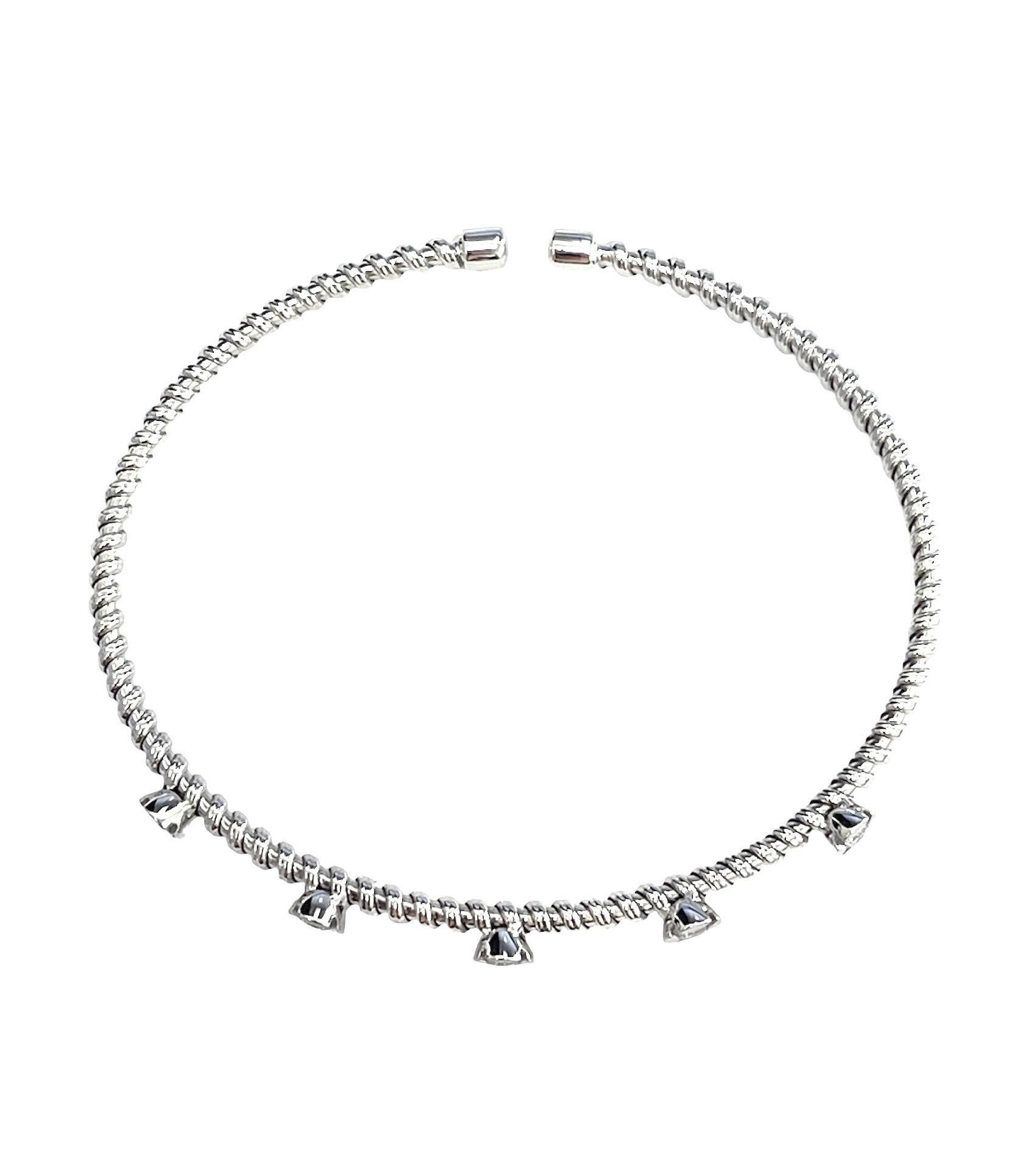 Contemporain Sonia Bitton Bracelet jonc en or blanc 14 carats avec diamants 0,25 carat en vente