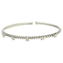 Sonia Bitton 14K White gold Diamond Corkscrew Cuff Bangle 0.25ctw