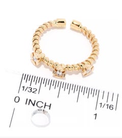 Sonia Bitton 14K Yellow gold 0.15ct diamond corkscrew cuff ring
