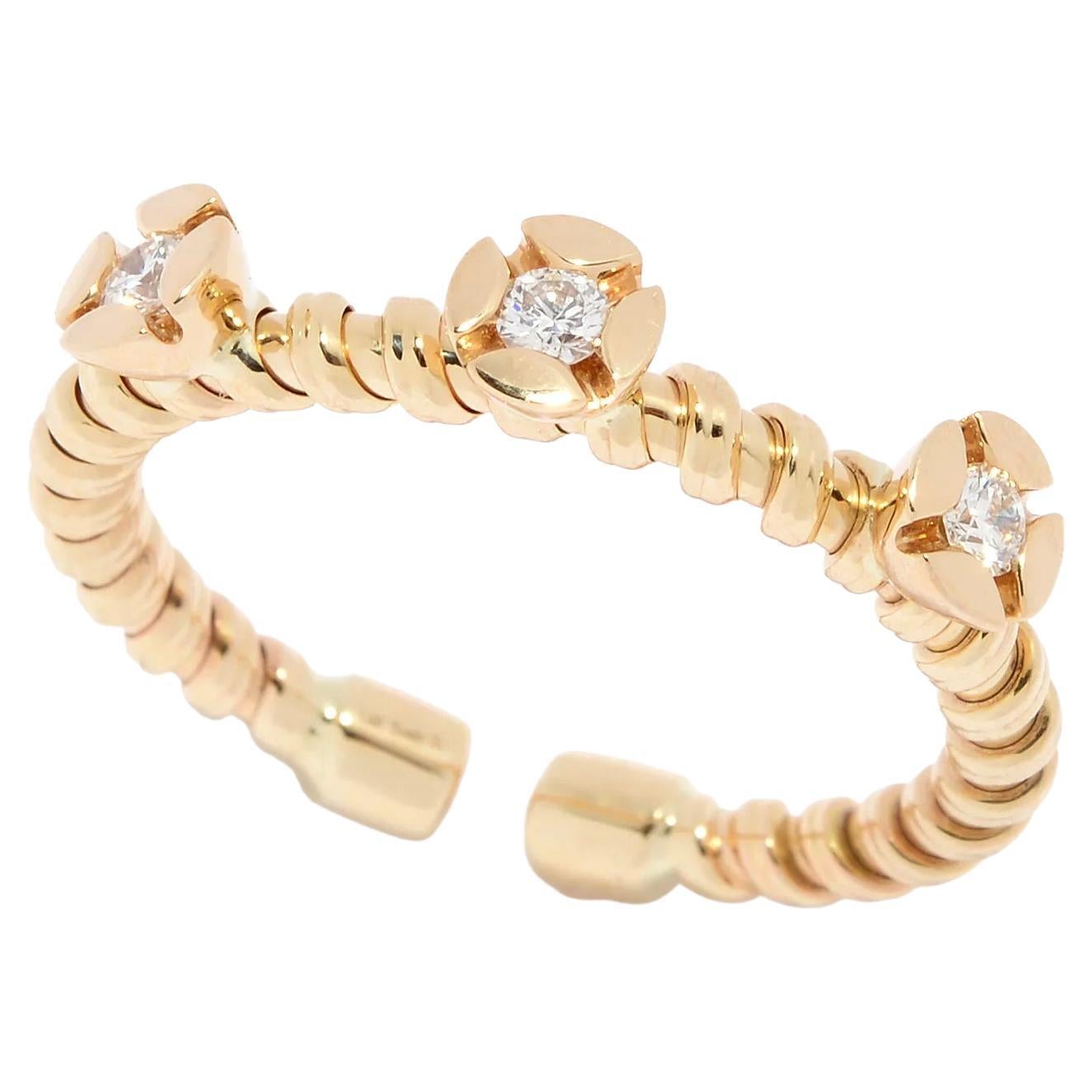 Sonia Bitton 14K Yellow gold 0.15ct diamond corkscrew cuff ring For Sale