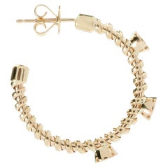 Sonia Bitton 14K Yellow gold 0.30ct diamond corkscrew hoop earring