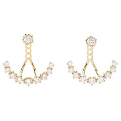 Sonia Bitton, boucles d'oreilles en or jaune 14 carats avec étoile et demi-lune en diamants de 0,70 carat