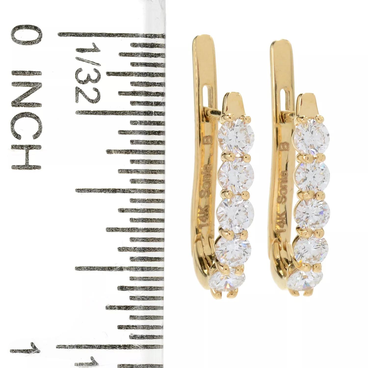 Contemporain Sonia Bitton Créoles Huggie en or jaune 14 carats et diamants 1,0 carat en vente