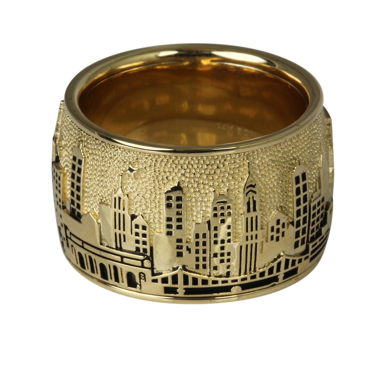 Sonia Bitton 14K Yellow gold Diamond New York Skyline ring Size 6 For Sale 2