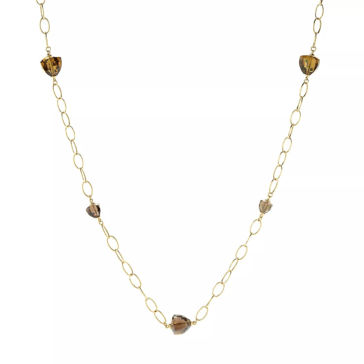 Contemporaneo Collana Sonia Bitton in oro giallo 14K Fancy Yellow e quarzo fumé in vendita
