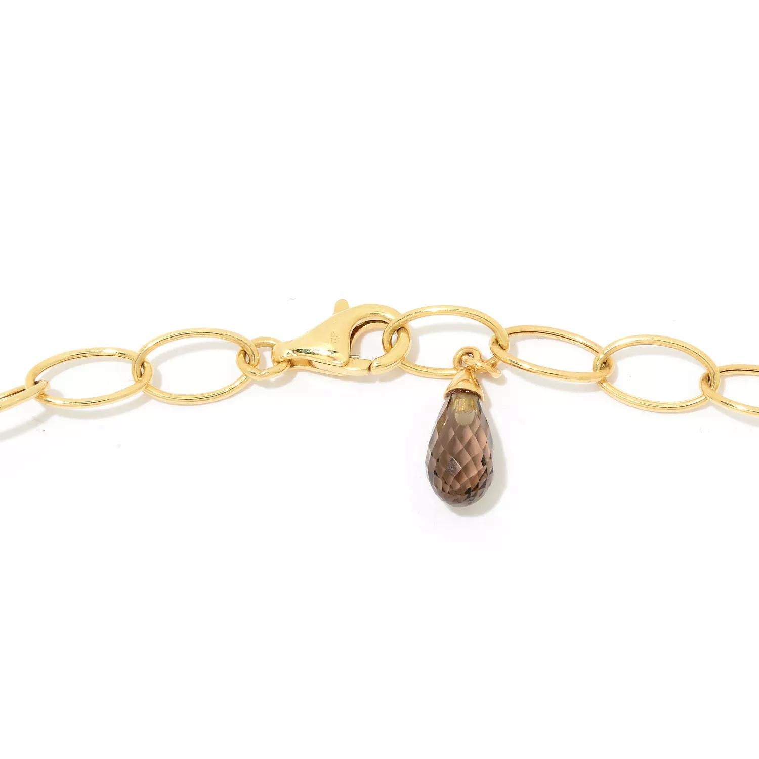 Sonia Bitton 14K Yellow gold Fancy Yellow & Smoky Quartz Necklace In New Condition For Sale In New York, NY