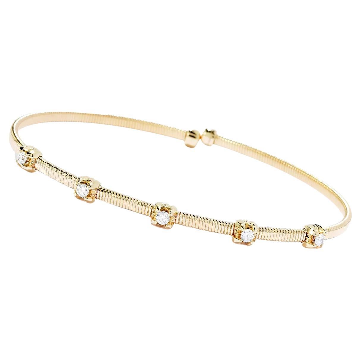 Sonia Bitton Bracelet manchette souple en or jaune 14 carats avec diamants 0,25 carat