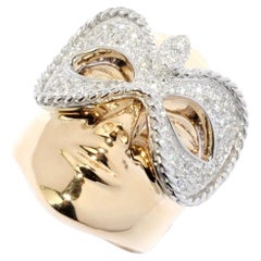 Sonia Bitton Diamond 3D Masquerade Face Ring / 14K Ring
