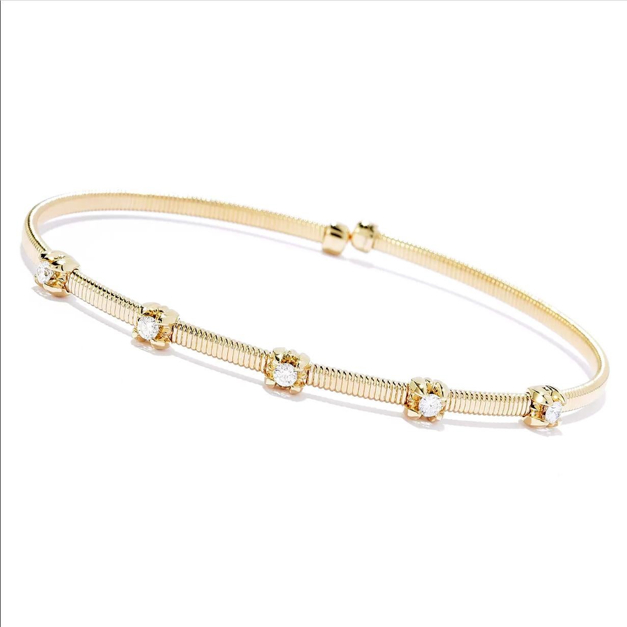 In order to achieve a truly finished look, sometimes all it takes is a delicate touch of shimmer and brilliance. Enhance your ensemble by adorning yourself with the captivating radiance of this exquisite  new flex cuff bracelet. Meticulously created