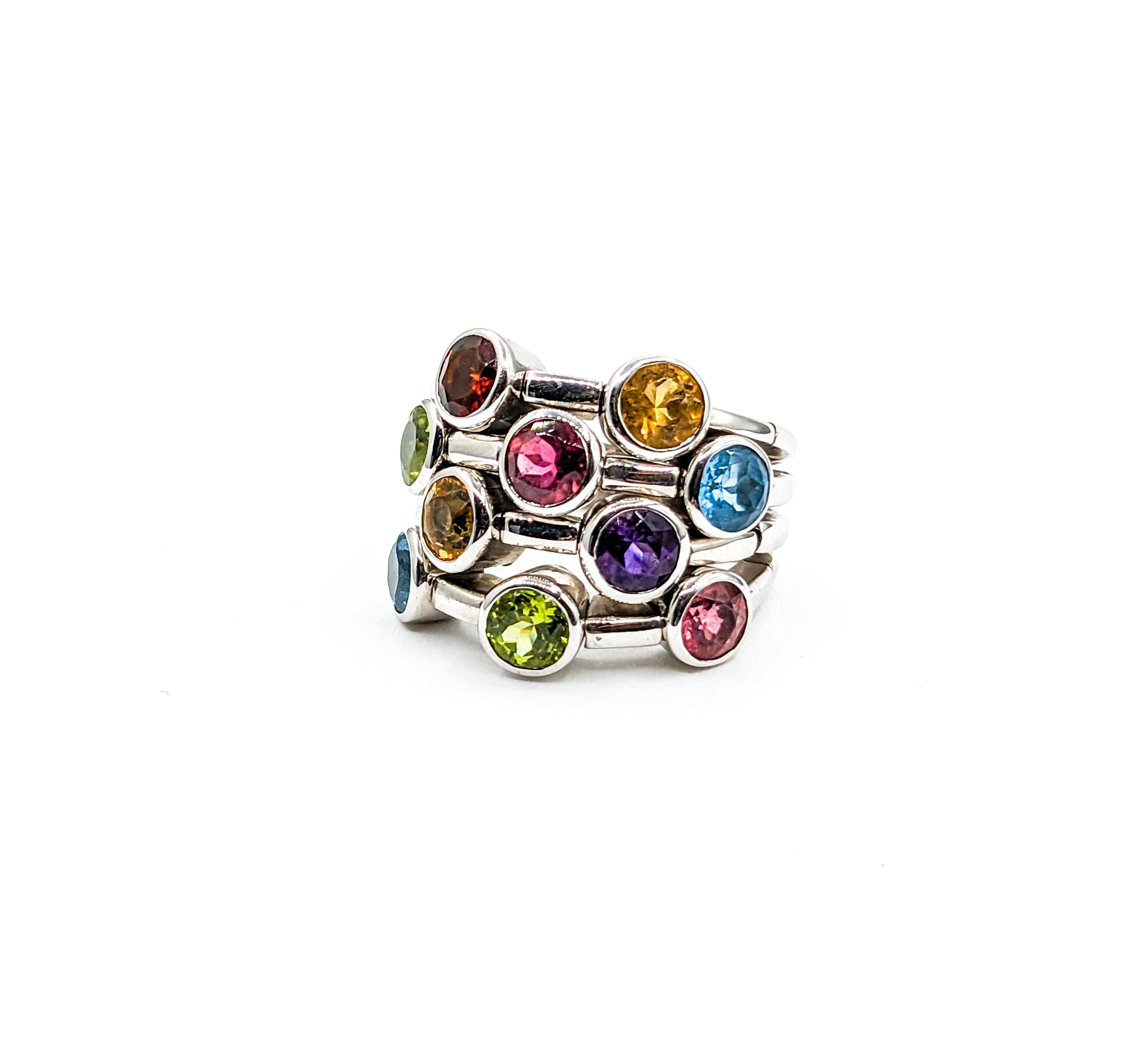 Sonia Bitton Flexible Multi Gemstone Ring For Sale 2